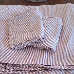 Ikea 100% Cotton Red Stripe Duvet Set